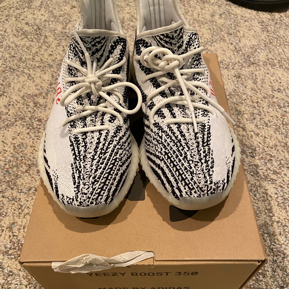 Zebra yeezy sneakers